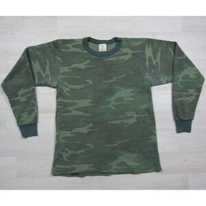 Vintage 90s County Seat Camo Thermal Shirt Men's (XL) Camouflage Waffle Knit